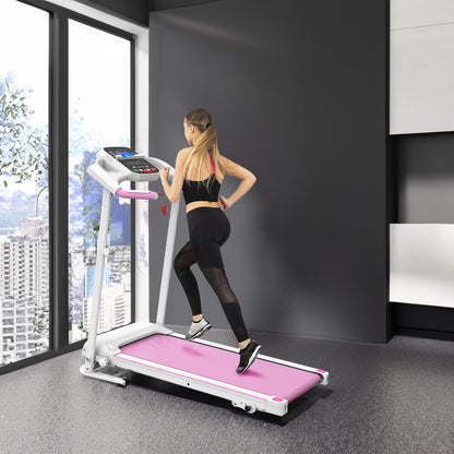 Home Fitness Foldable Treadmill with LED Monitor & Transport Wheels