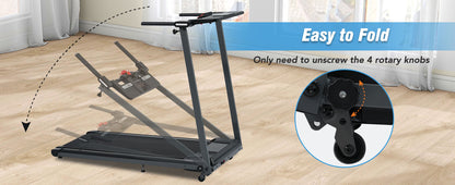 Folding Walking Pad Treadmill with Incline & Bluetooth Speaker – 2.5HP Portable Treadmill for Home and Office