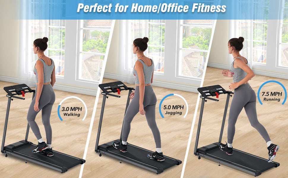 Folding Walking Pad Treadmill with Incline & Bluetooth Speaker – 2.5HP Portable Treadmill for Home and Office
