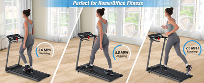 Folding Walking Pad Treadmill with Incline & Bluetooth Speaker – 2.5HP Portable Treadmill for Home and Office