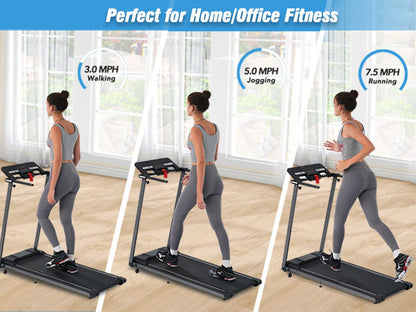 Folding Walking Pad Treadmill with Incline & Bluetooth Speaker – 2.5HP Portable Treadmill for Home and Office