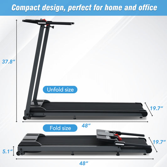 Folding Walking Pad Treadmill with Incline & Bluetooth Speaker – 2.5HP Portable Treadmill for Home and Office