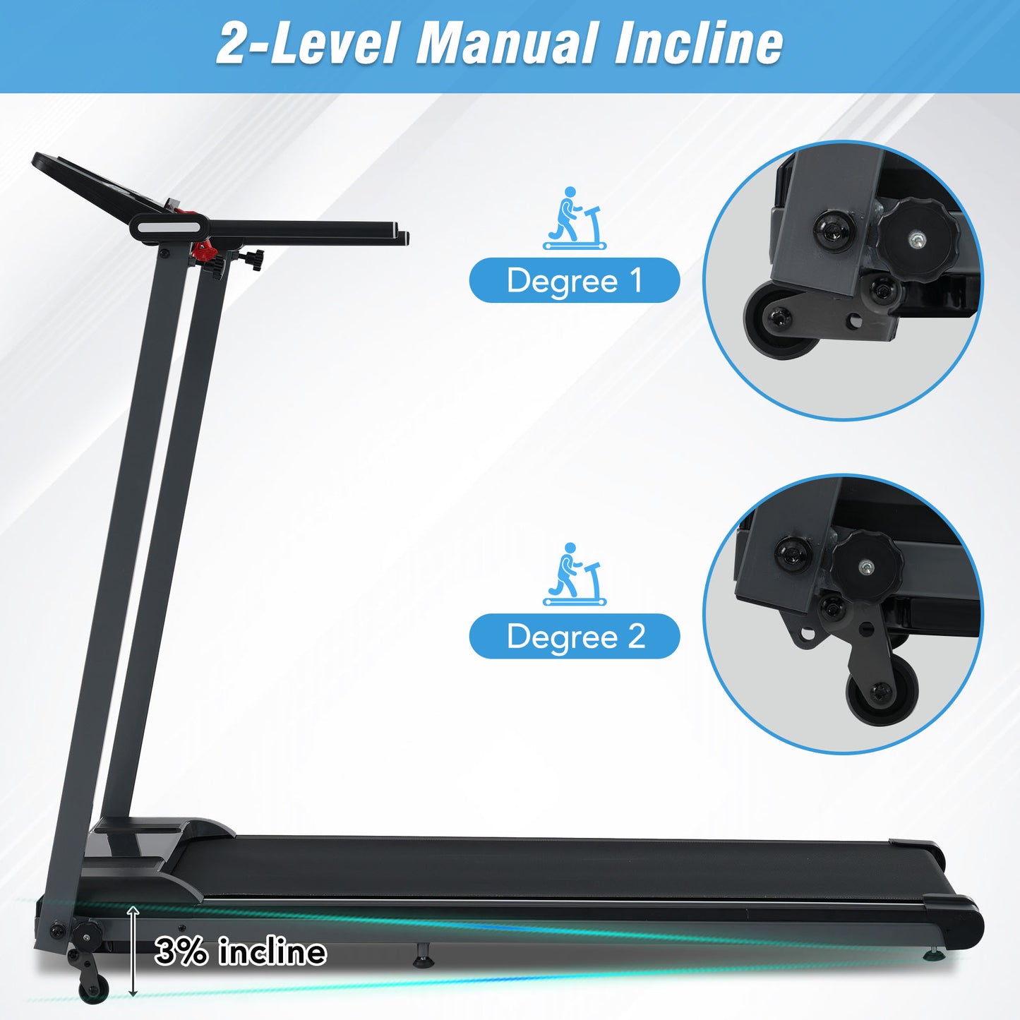 Folding Walking Pad Treadmill with Incline & Bluetooth Speaker – 2.5HP Portable Treadmill for Home and Office