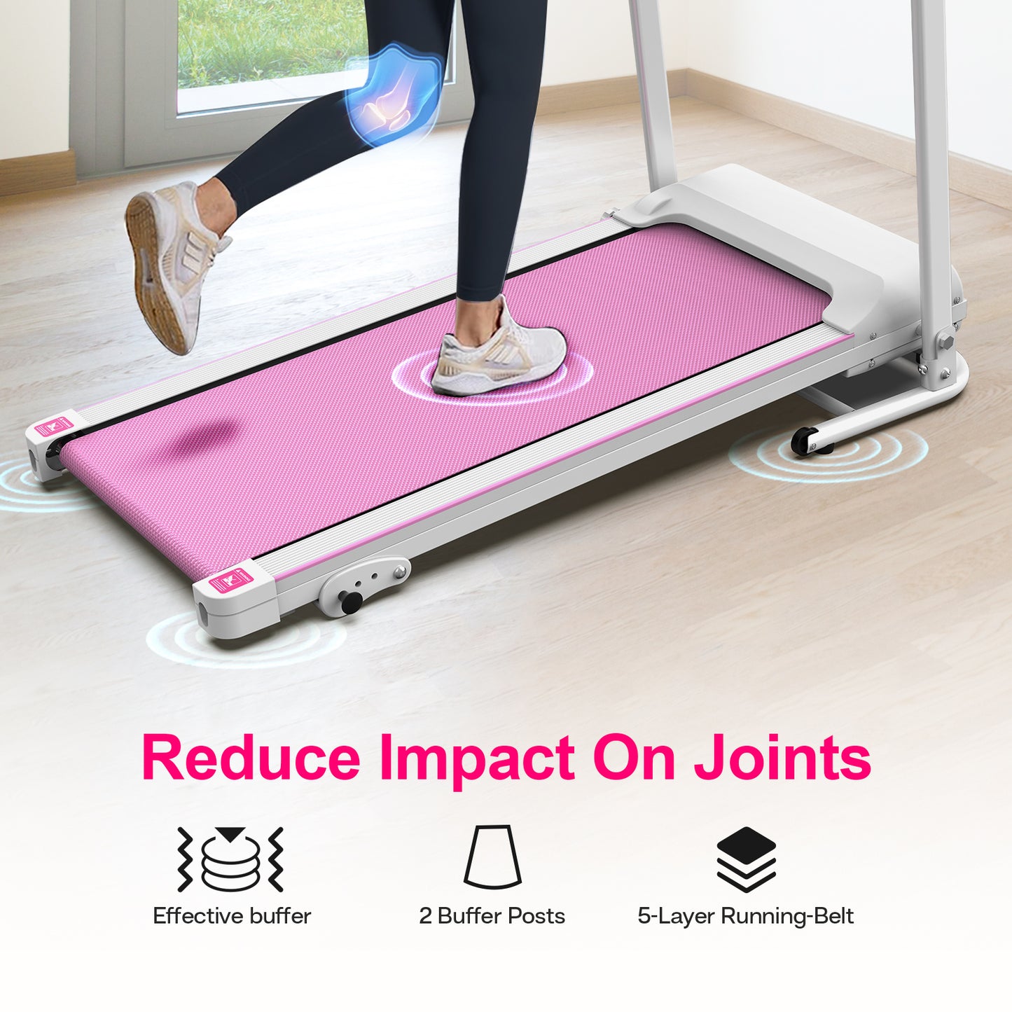 Home Fitness Foldable Treadmill with LED Monitor & Transport Wheels