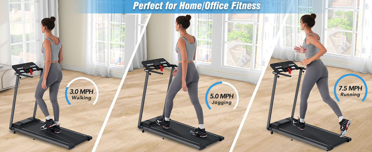 Folding Walking Pad Treadmill with Incline & Bluetooth Speaker – 2.5HP Portable Treadmill for Home and Office