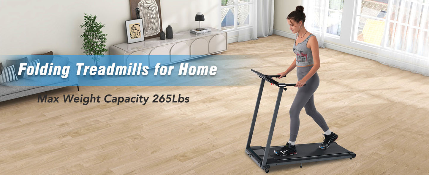 Folding Walking Pad Treadmill with Incline & Bluetooth Speaker – 2.5HP Portable Treadmill for Home and Office