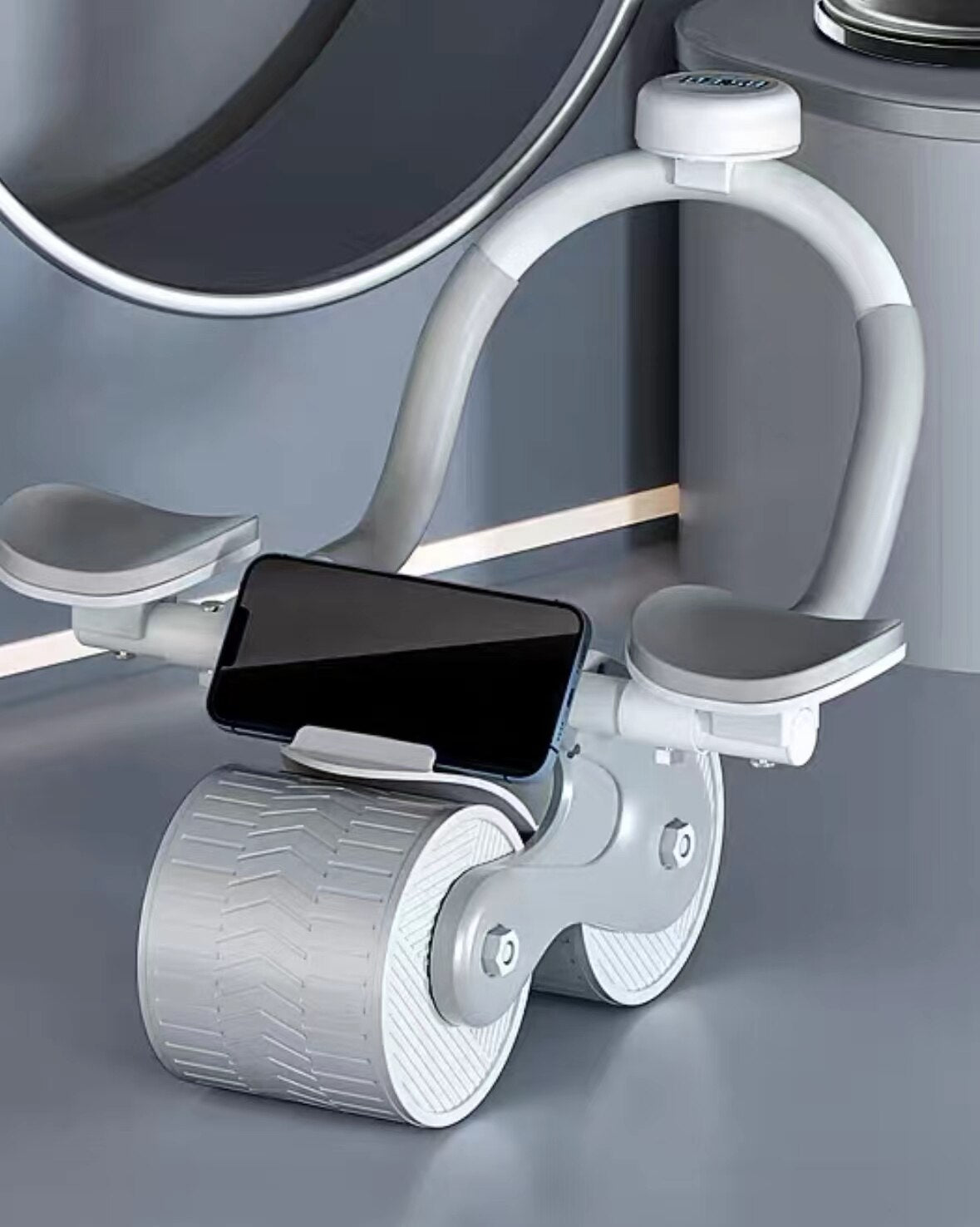 Ab Roller Wheel with Automatic Rebound and Elbow Support Pads