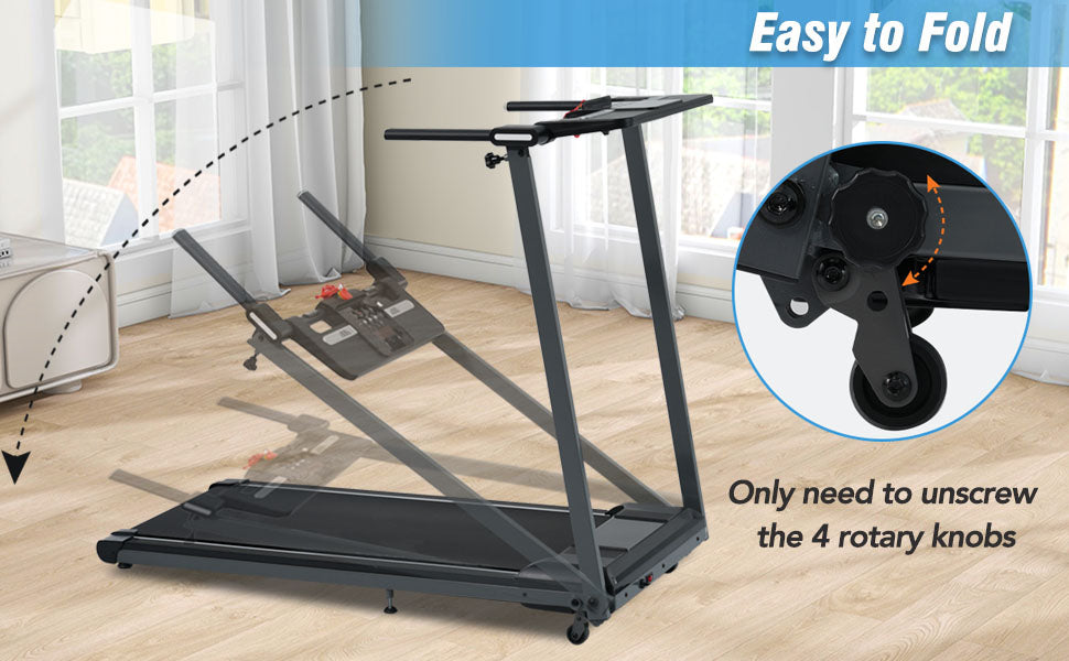 Folding Walking Pad Treadmill with Incline & Bluetooth Speaker – 2.5HP Portable Treadmill for Home and Office
