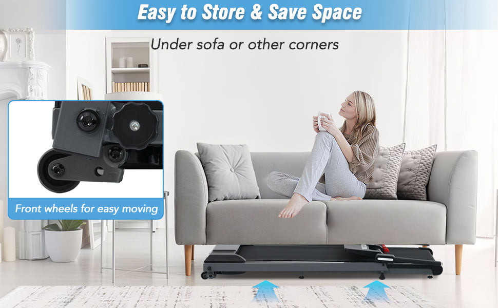Folding Walking Pad Treadmill with Incline & Bluetooth Speaker – 2.5HP Portable Treadmill for Home and Office
