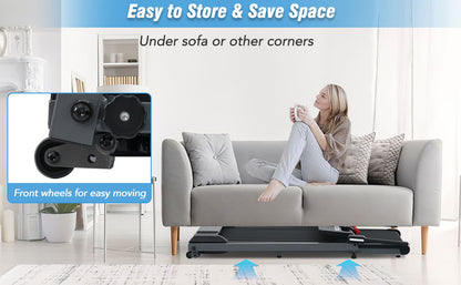 Folding Walking Pad Treadmill with Incline & Bluetooth Speaker – 2.5HP Portable Treadmill for Home and Office