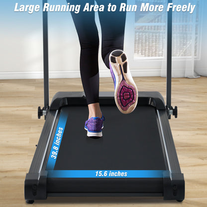 Folding Walking Pad Treadmill with Incline & Bluetooth Speaker – 2.5HP Portable Treadmill for Home and Office