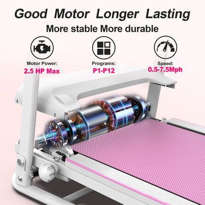 Home Fitness Foldable Treadmill with LED Monitor & Transport Wheels